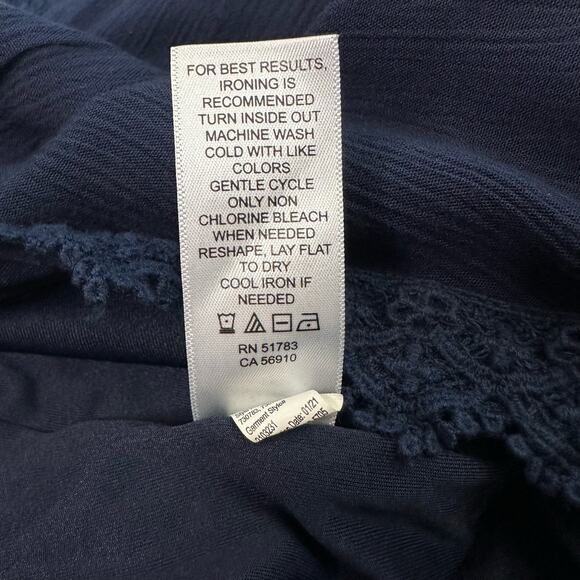 Maurices Navy Romper WMNS S Lace Trim Flutter Sleeve Stretchy V-Neck Keyhole - Picture 10 of 10